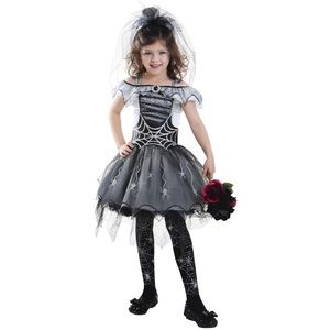 Gothic Spider Bride Girls Halloween Costume M 8-10